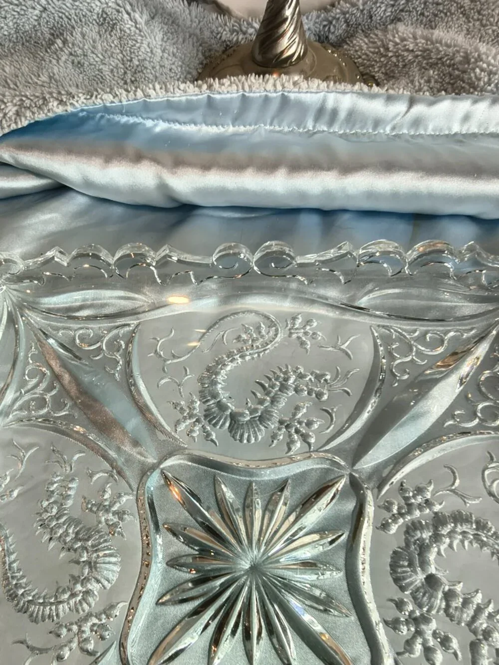 Vintage Art Deco Barolac Crystal Dragon Platter
